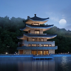 中式塔楼3D模型下载